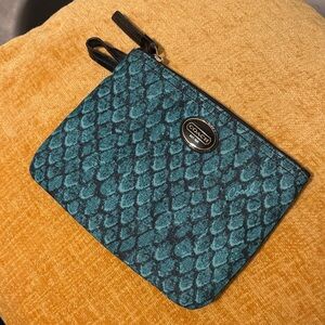Coach Turquoise Snake Pattern Wristlet